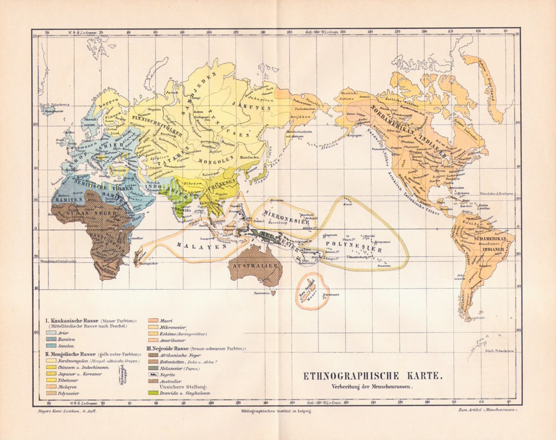 Historická mapa rozšíření australoidní rasy