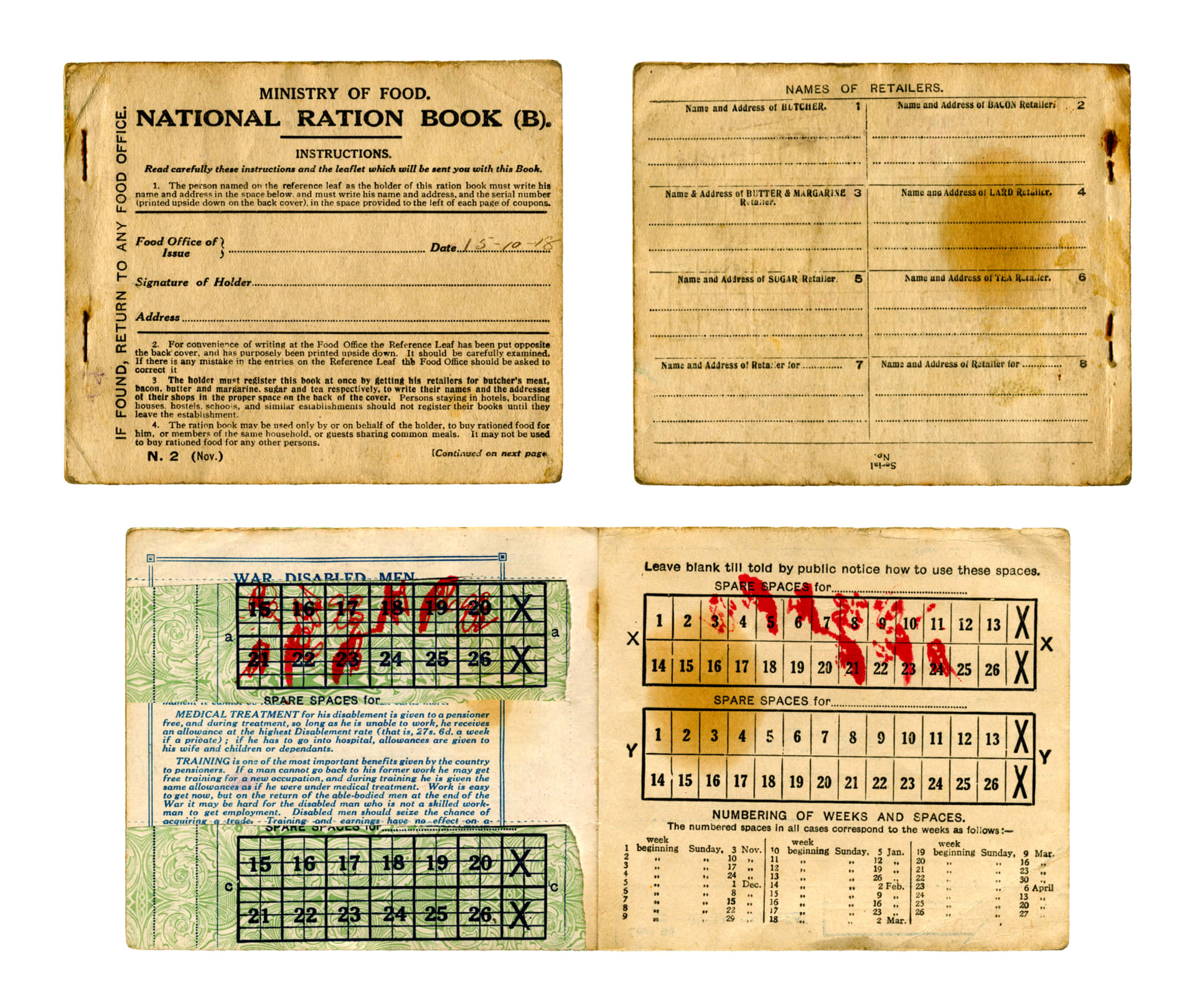 Přídělové lístky z roku 1918