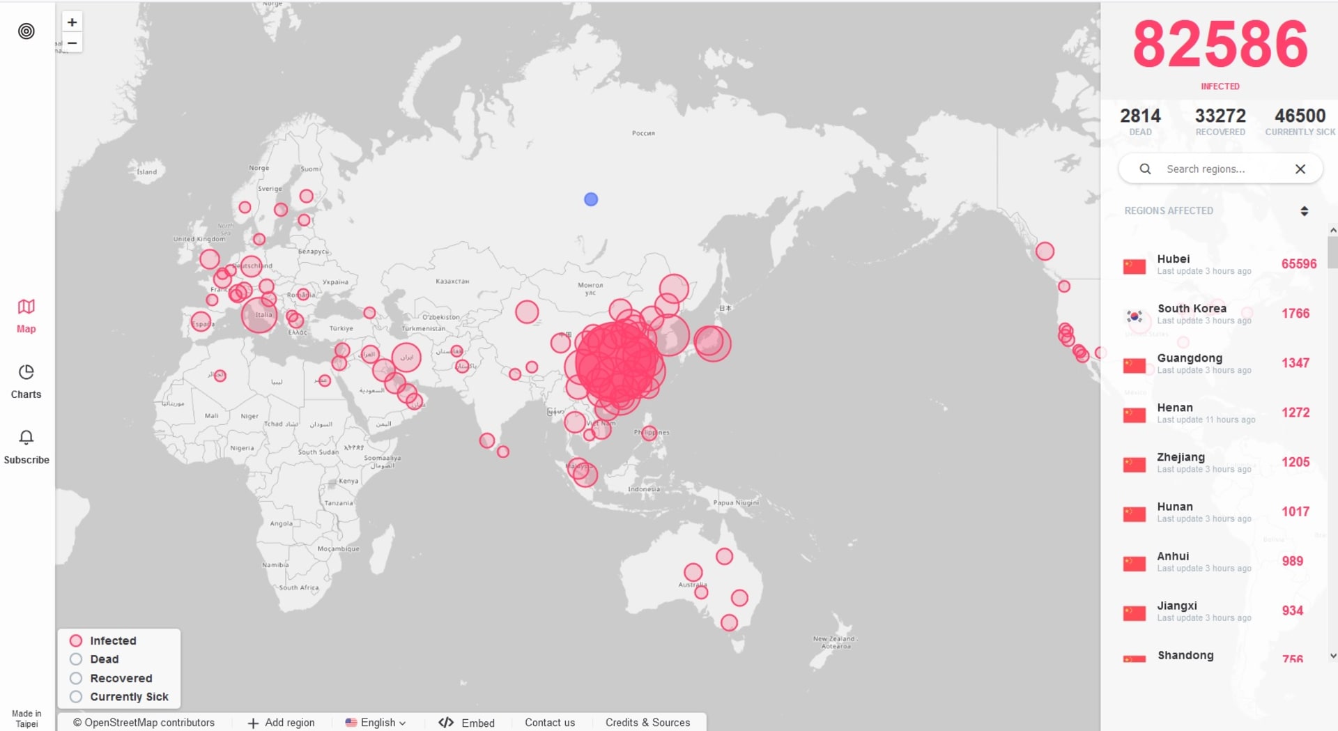 mapa Coronavirus.app