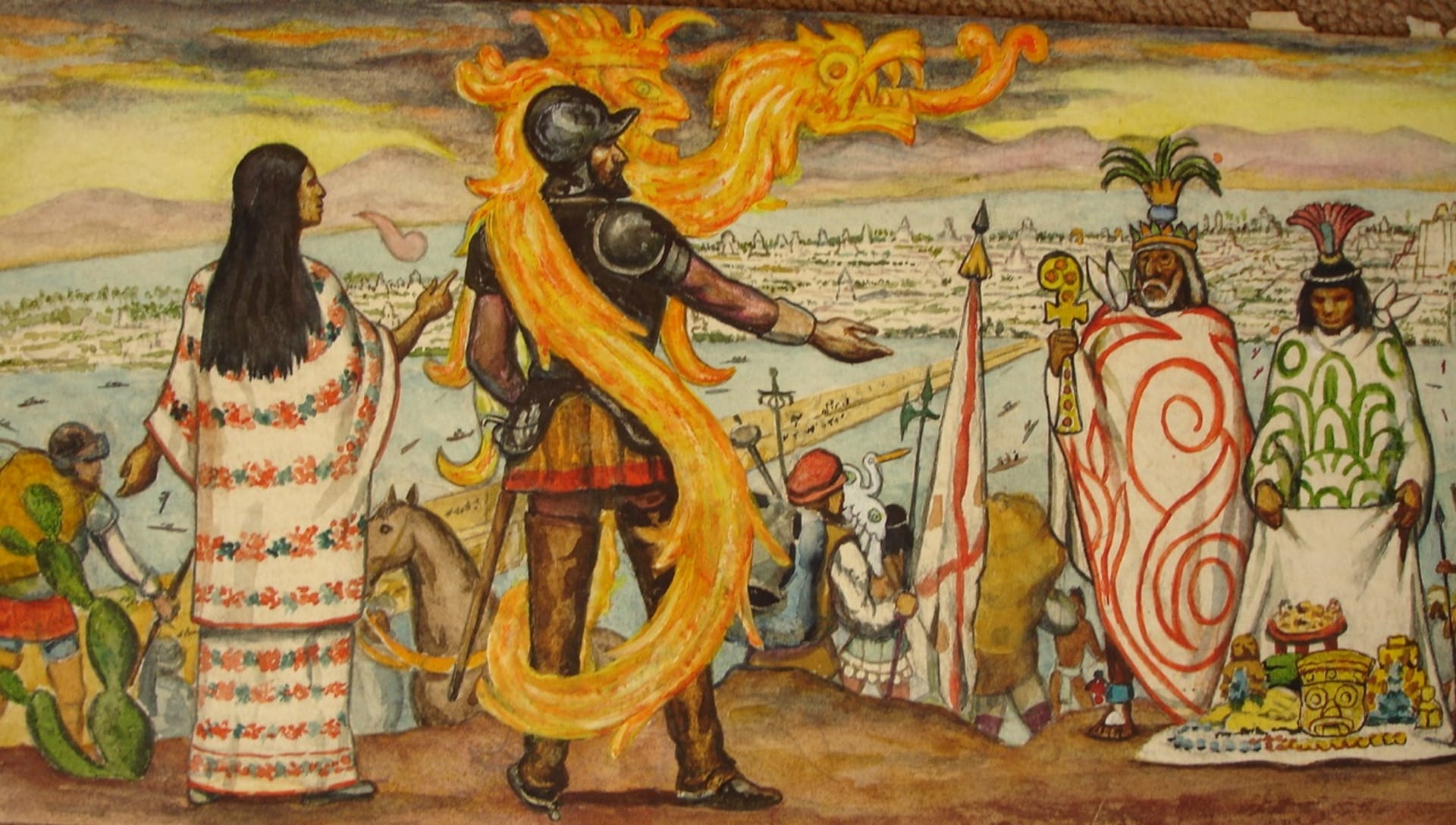 Malinche a Cortés před Tenochtitlánem