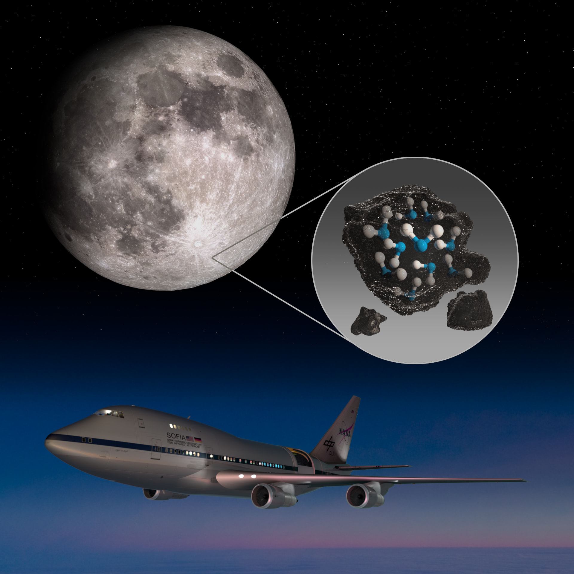 Přítomnost vody na viditelné straně Měsíce detekovala létající laboratoř SOFIA
