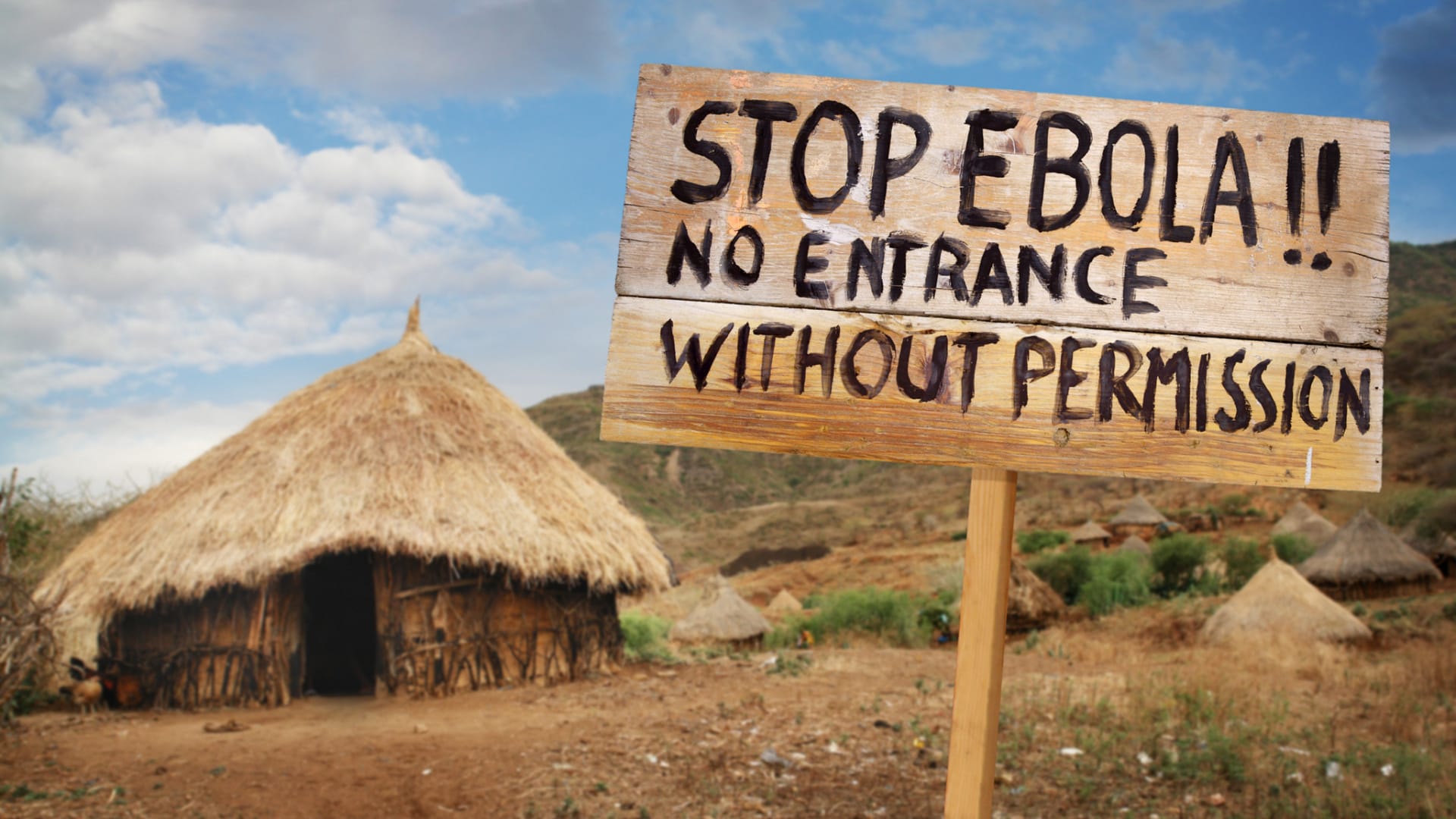 Ebola!!! Zákaz vstupu bez povolení.