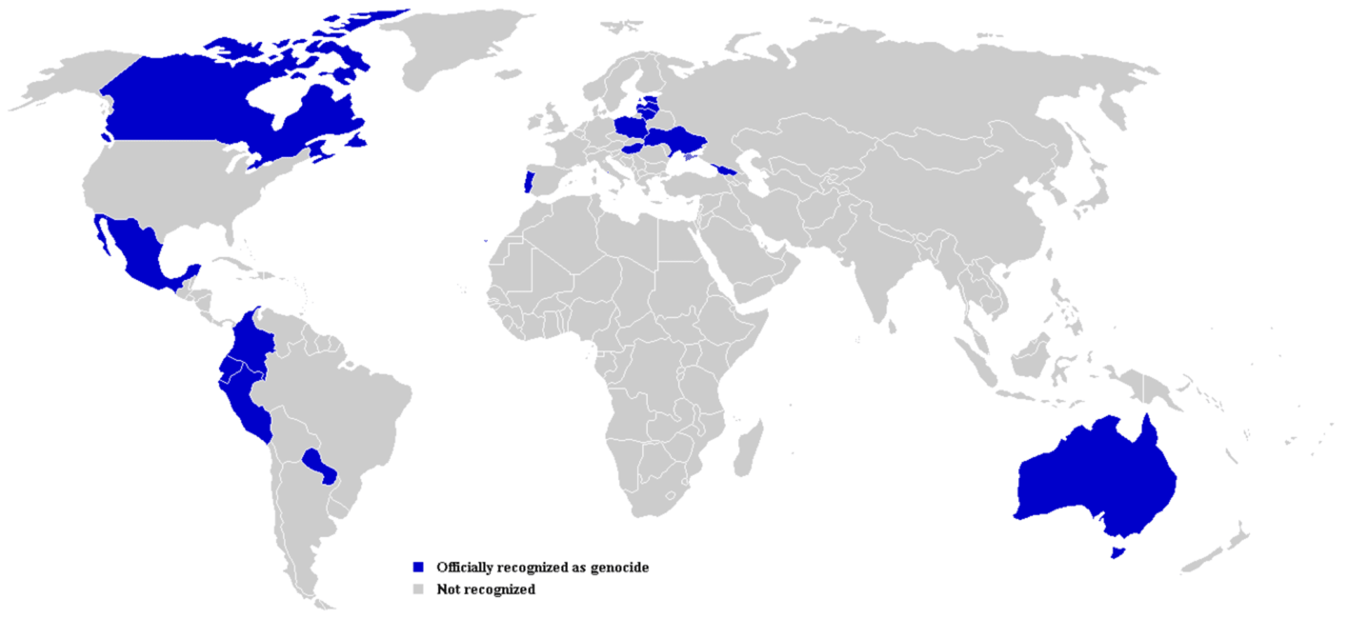 Mapa zemí, které uznaly hladomor za genocidu