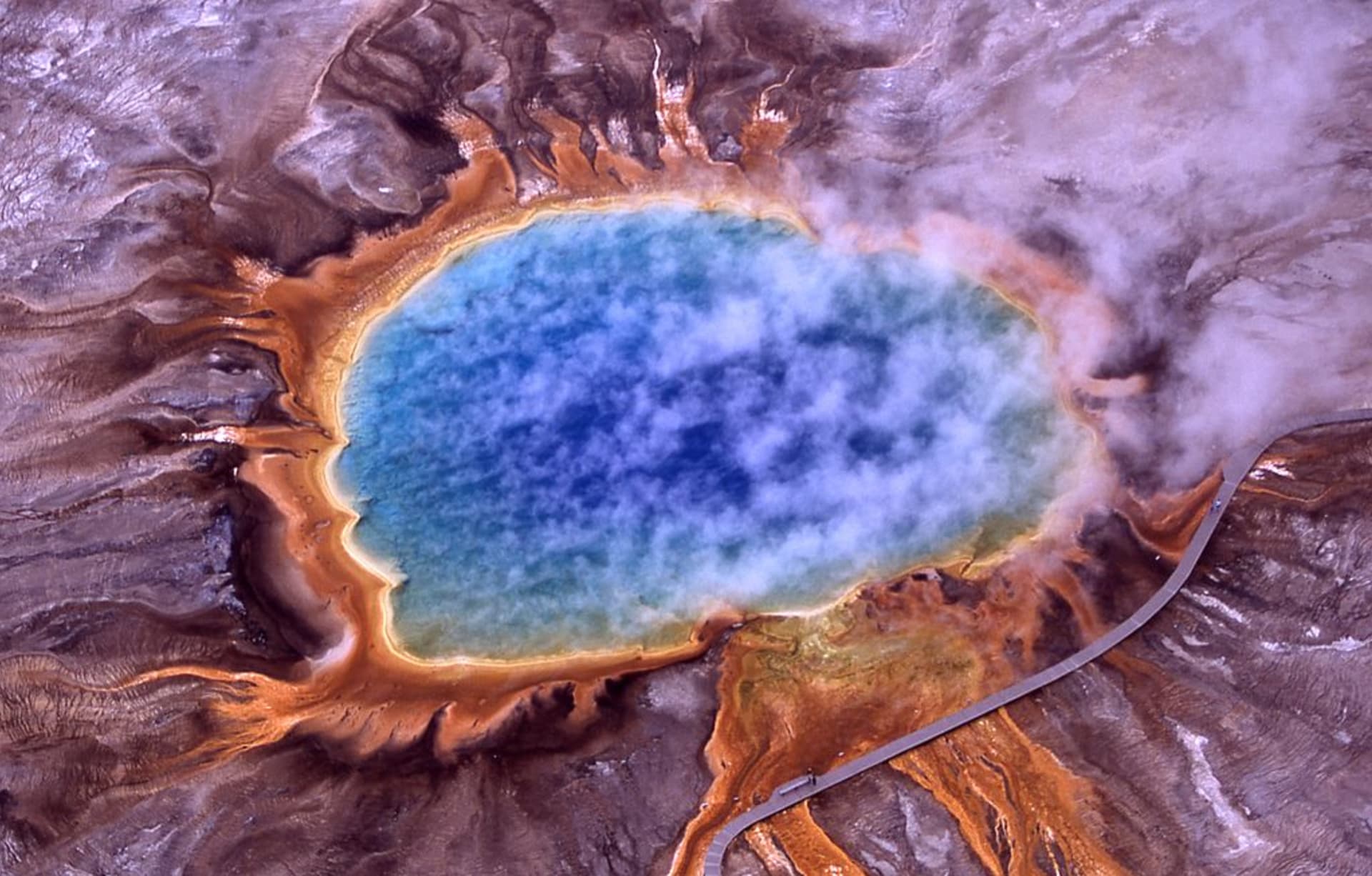 Vřídlo Grand Prismatic Spring je příkladem biotopu, v němž se vyskytují extrémofilové. Jsou dokonce částečně zodpovědní za zabarvení vody