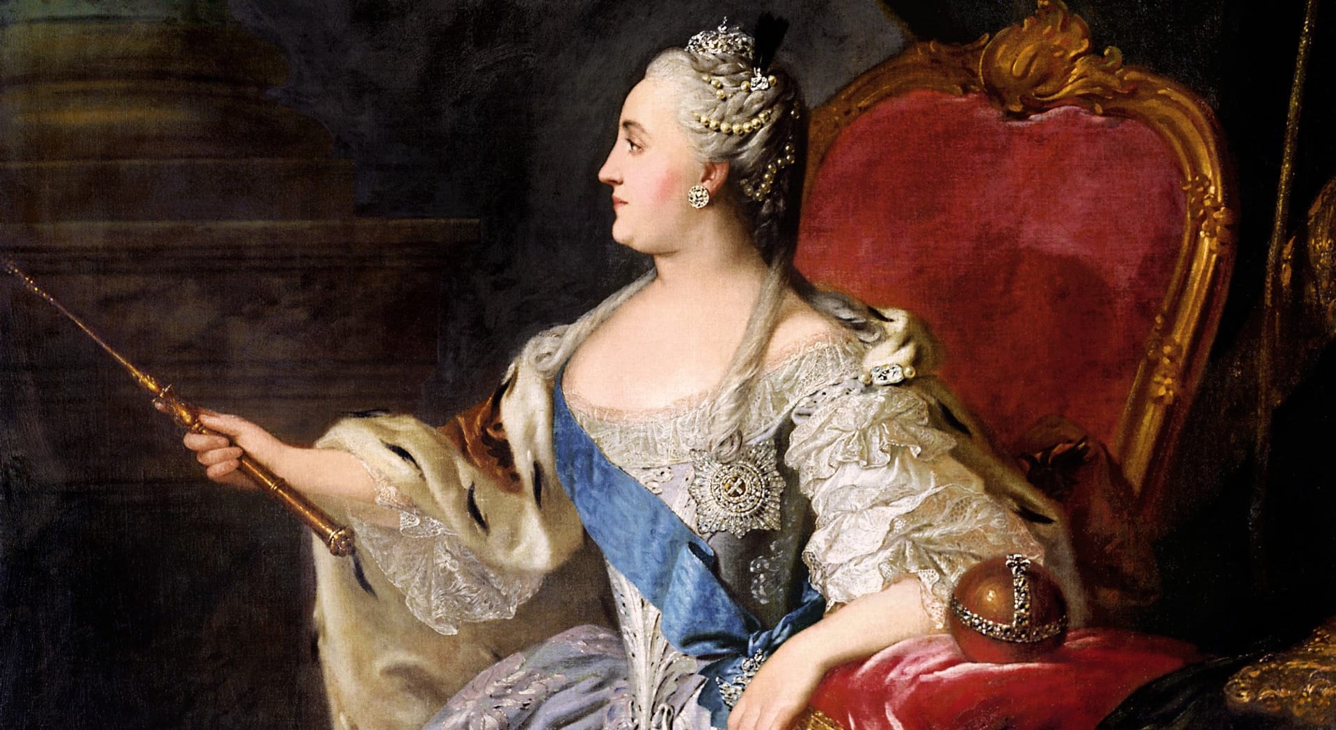 Takto namaloval Kateřinu II. Velikou malíř Fyodor Rokotov v roce 1763. To se ještě o jejích milencích mnoho nevědělo.