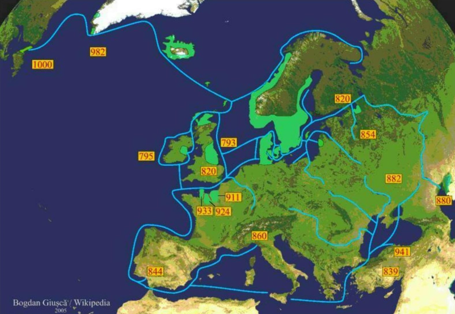 teritoria, kam se Vikingové na svých lodích dostali