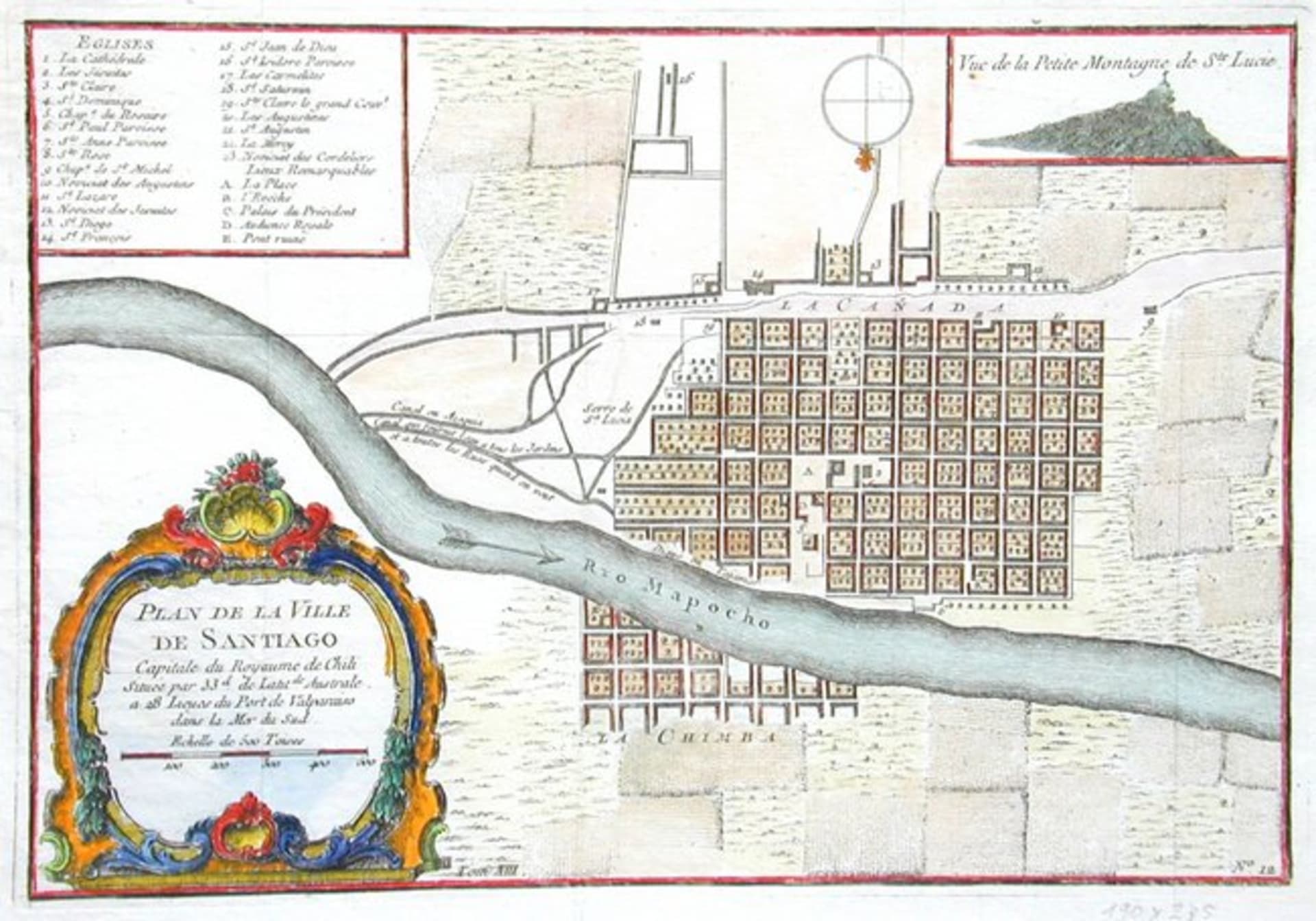 Mapa Santiaga z 18. století
