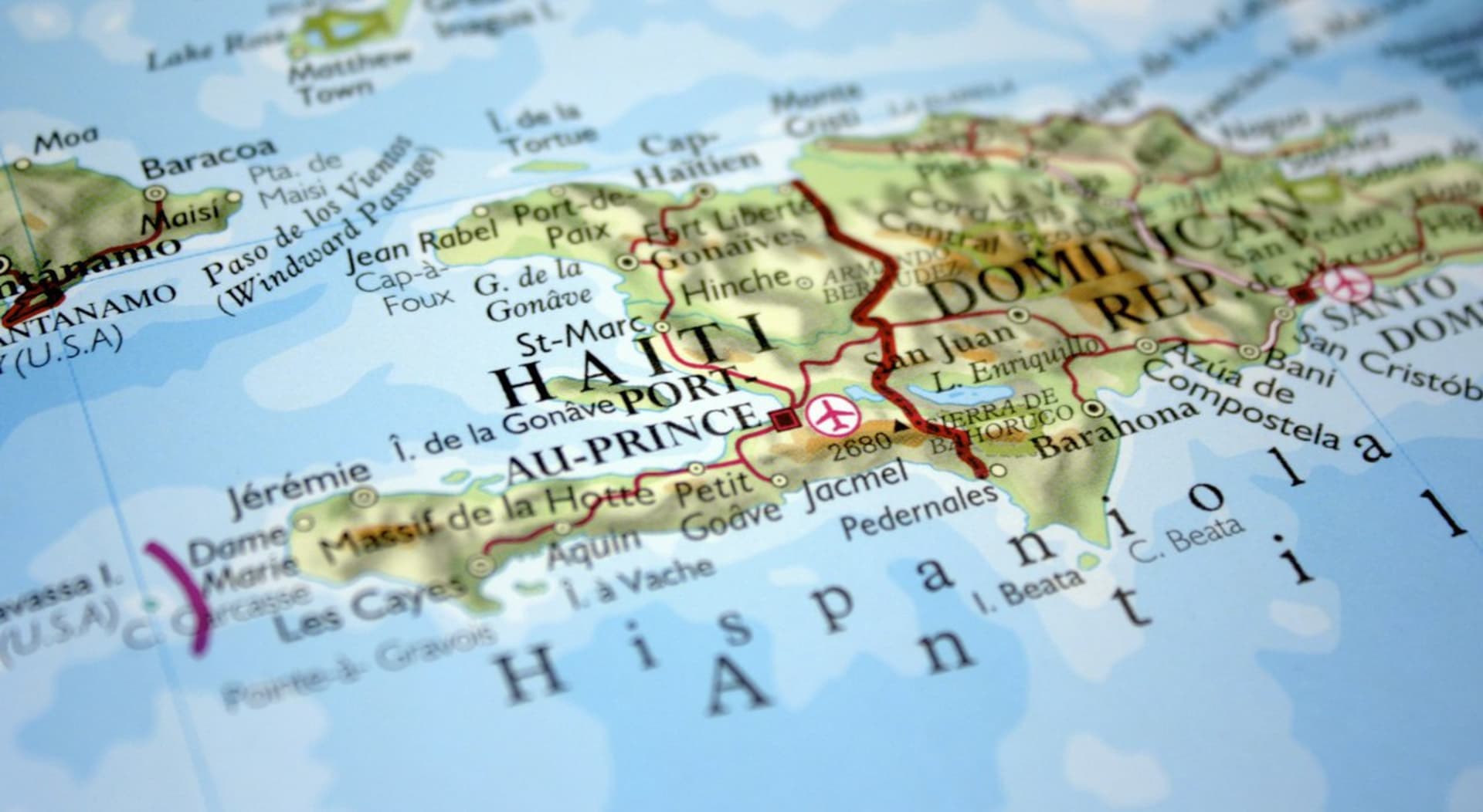 Haiti leží v západní části ostrova Hispaniola