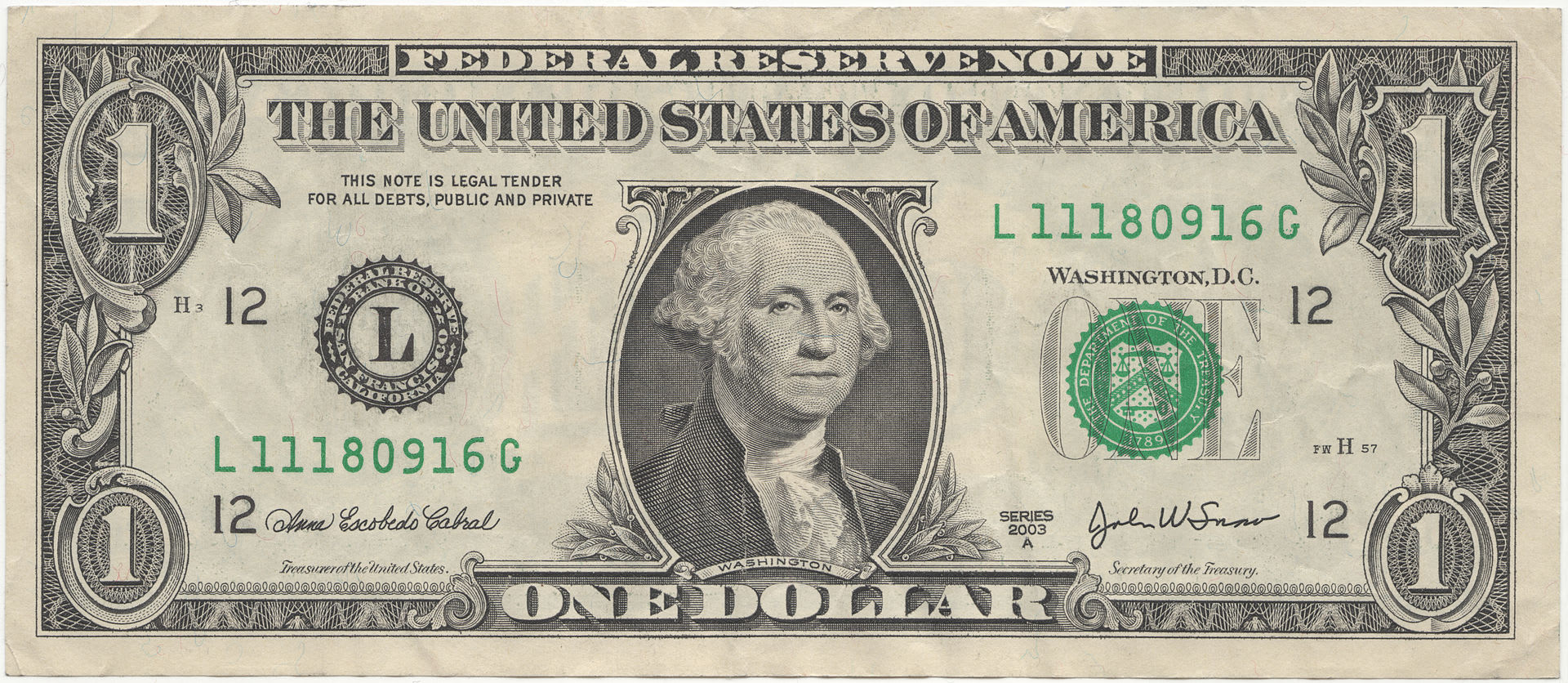 Dolarová bankovka s Georgem Washingtonem