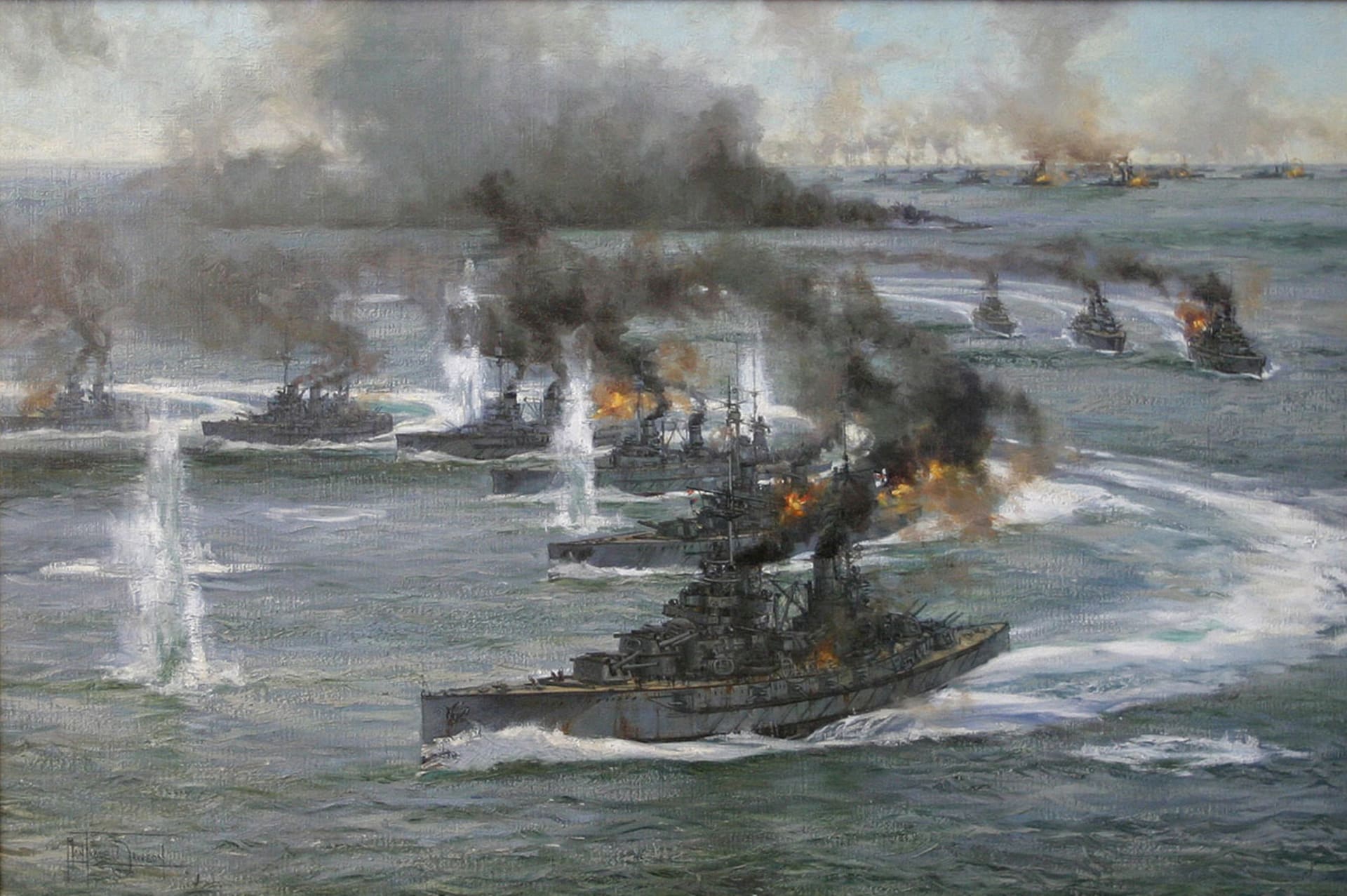 Panorama námořní bitvy u Jutska