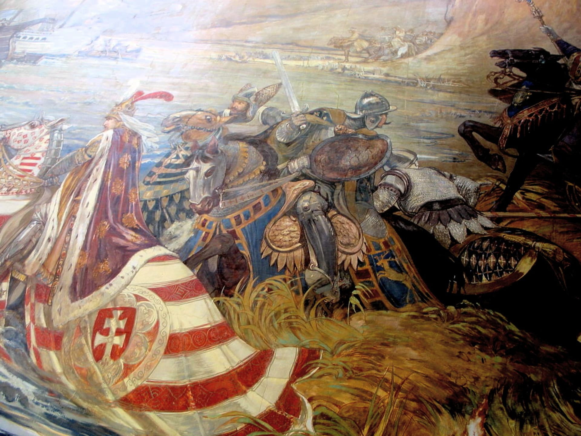 Záchrana Zikmunda Lucemburského u Nikopole – nástěnná malba z maďarského hradu Vaja