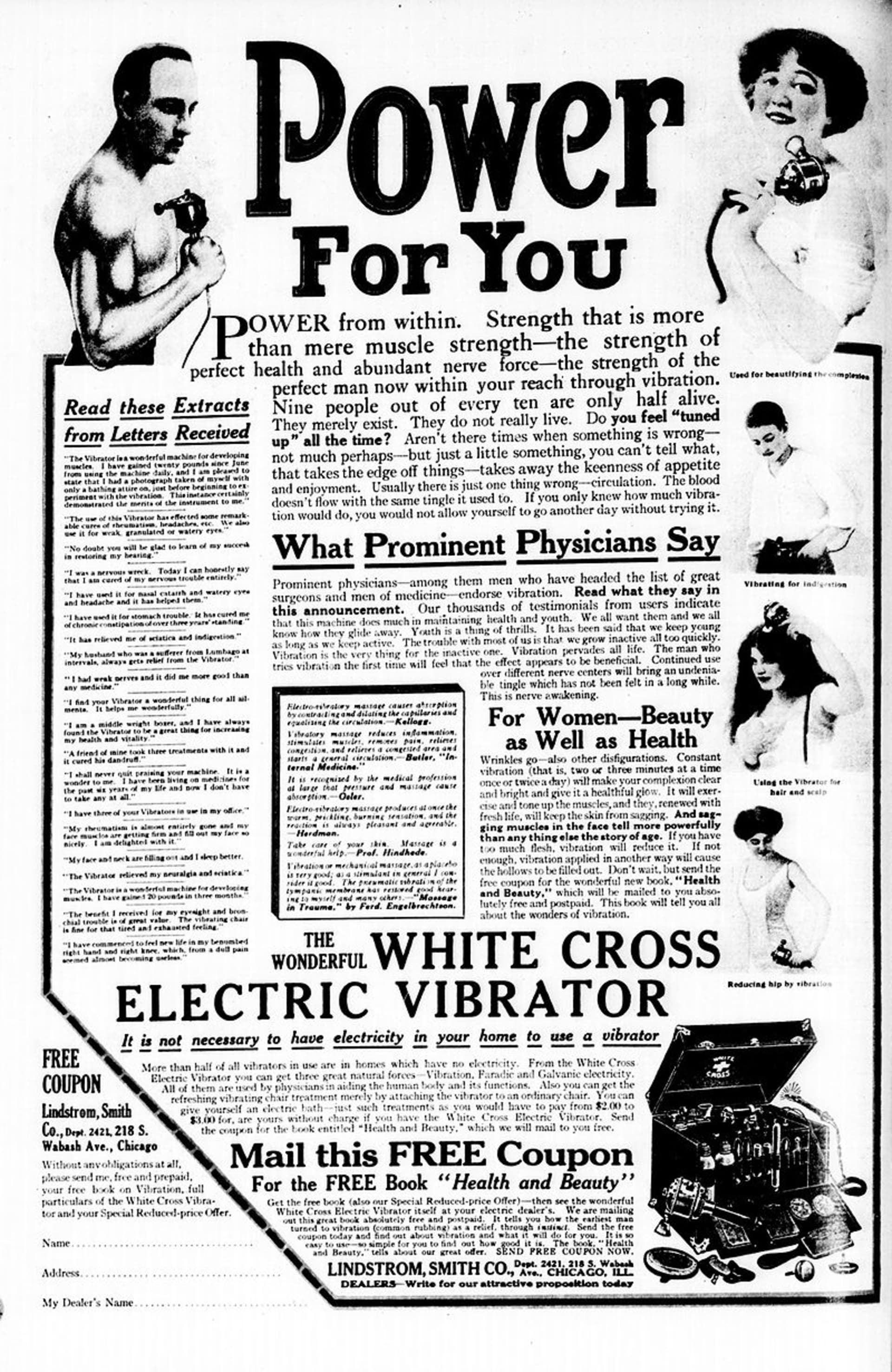 Reklama na vibrátor z roku 1913