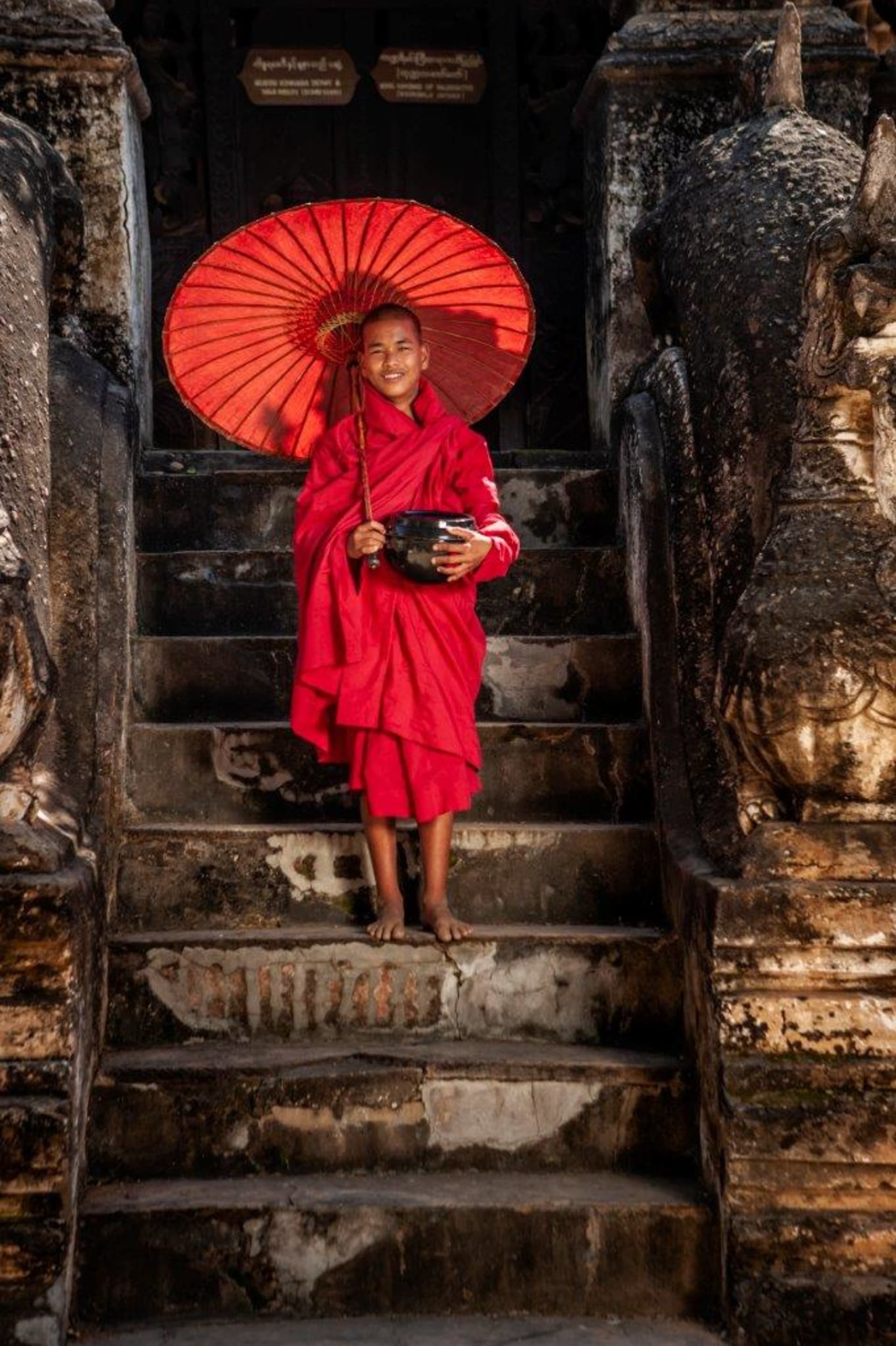 Buddhistický mnich z Myanmaru