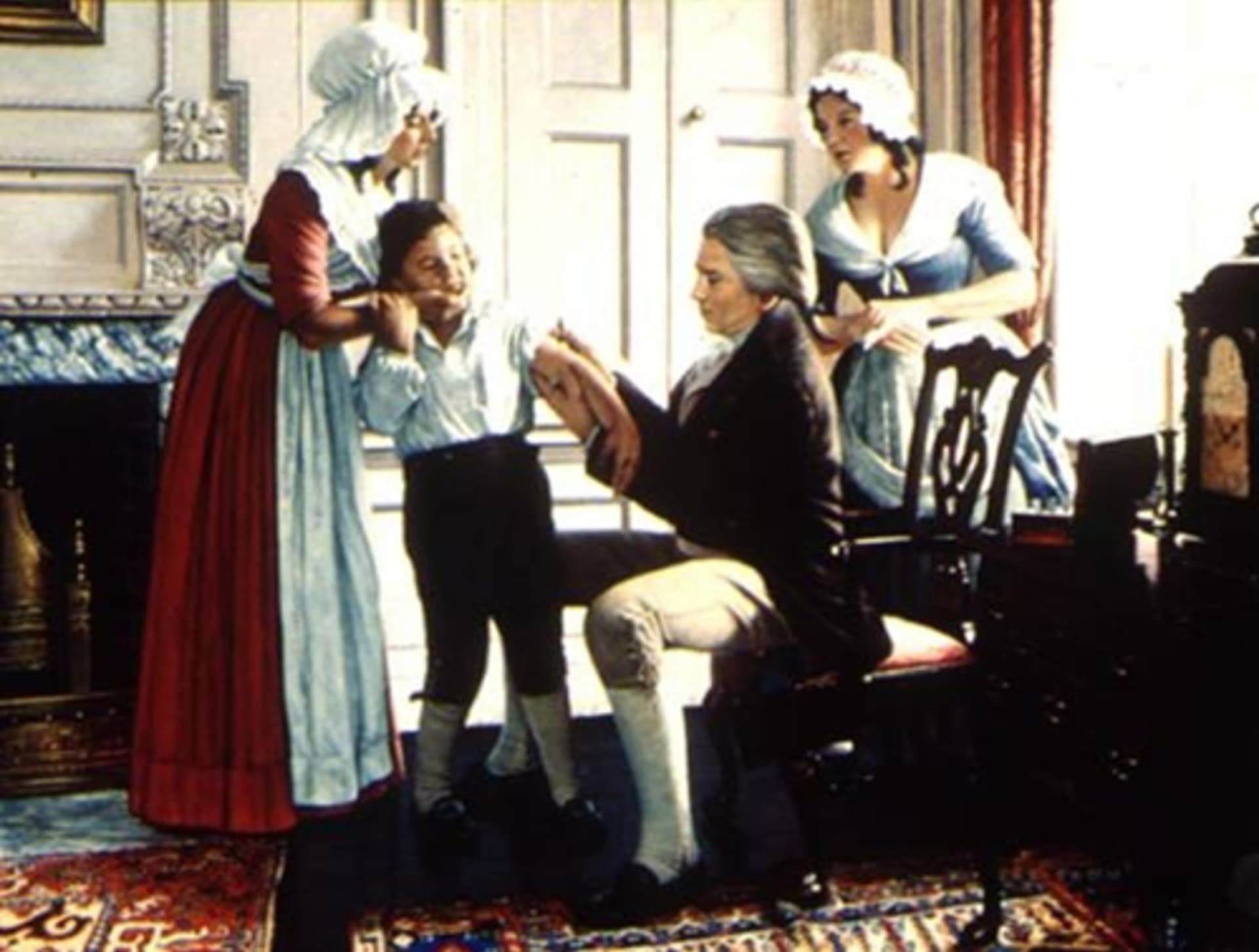 Edward Jenner při vakcinaci dítěte