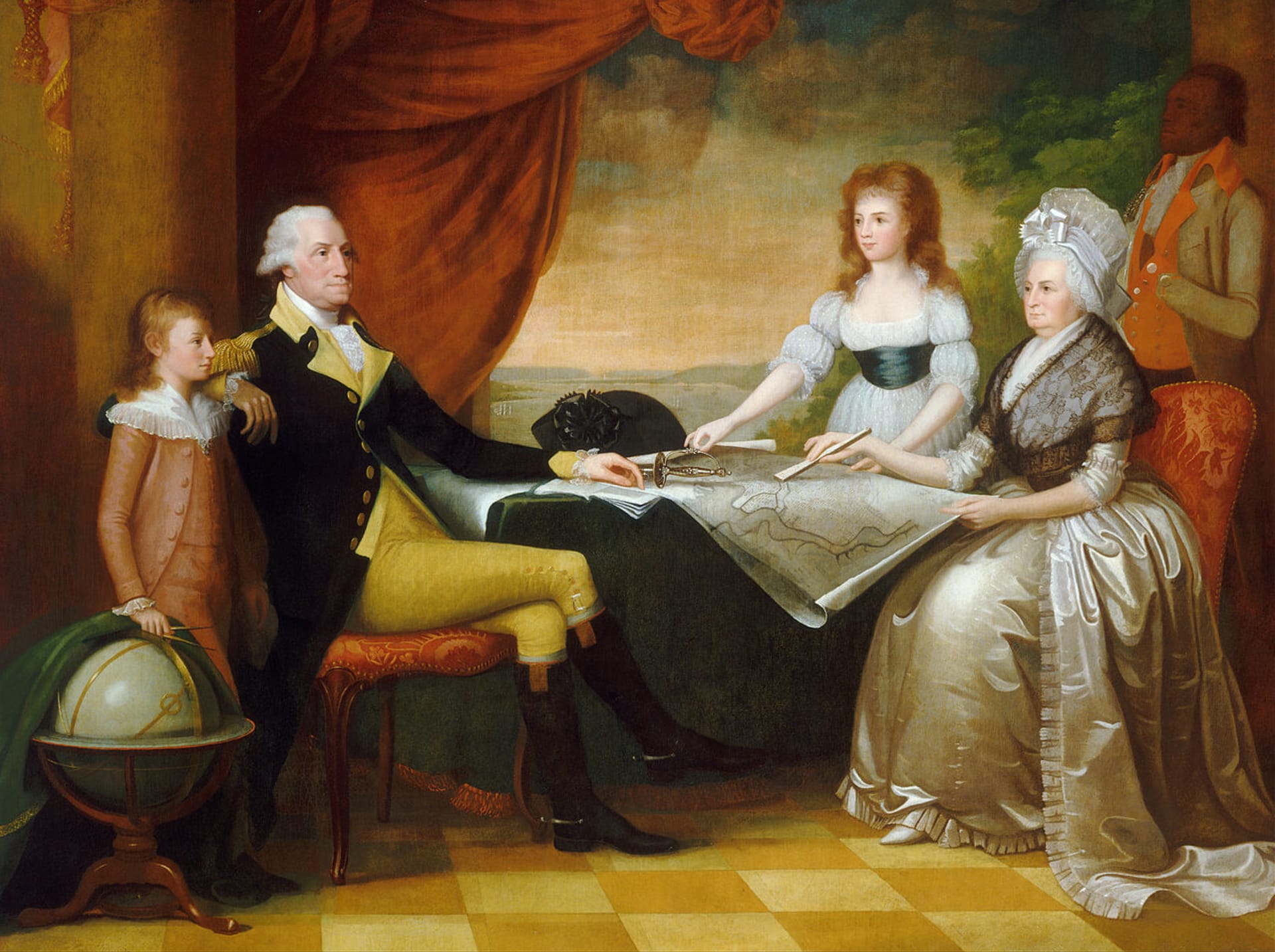 Washington s rodinou - portrét