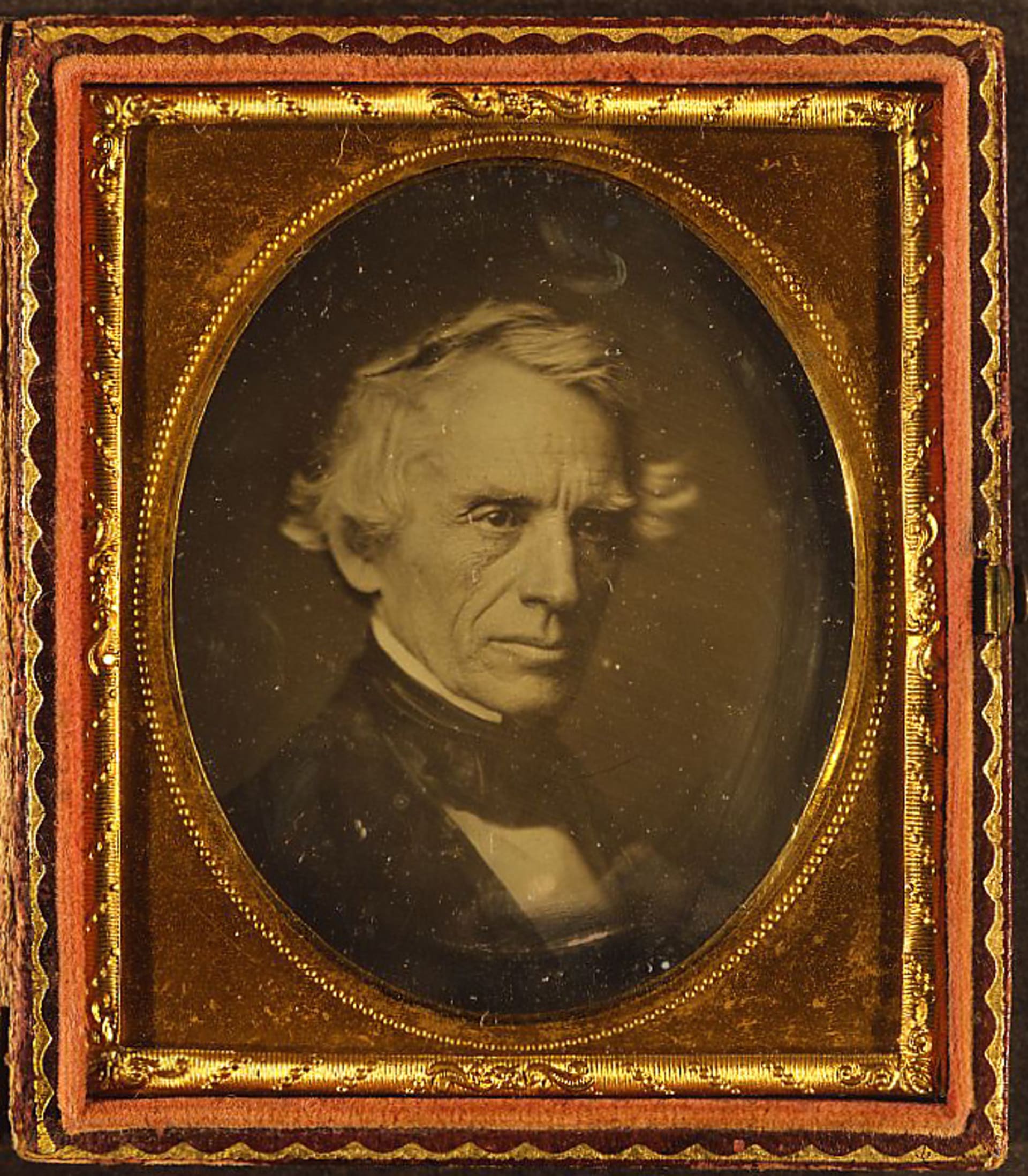 Samuel F. B. Morse, daguerrotypie ve zlatém rámečku, 1845