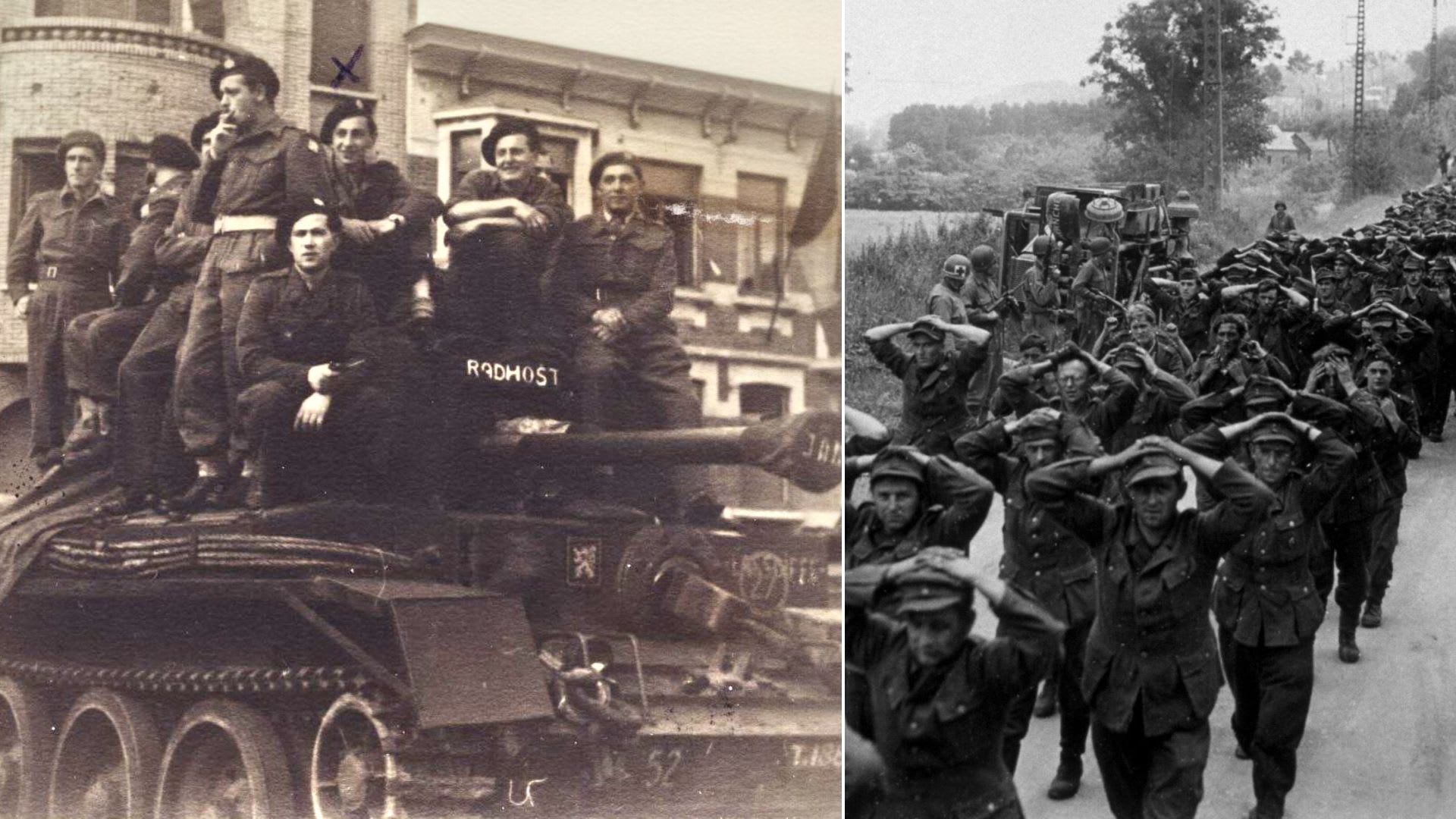 Českoslovenští tankisté a němečtí zajatci (ilustrační foto)