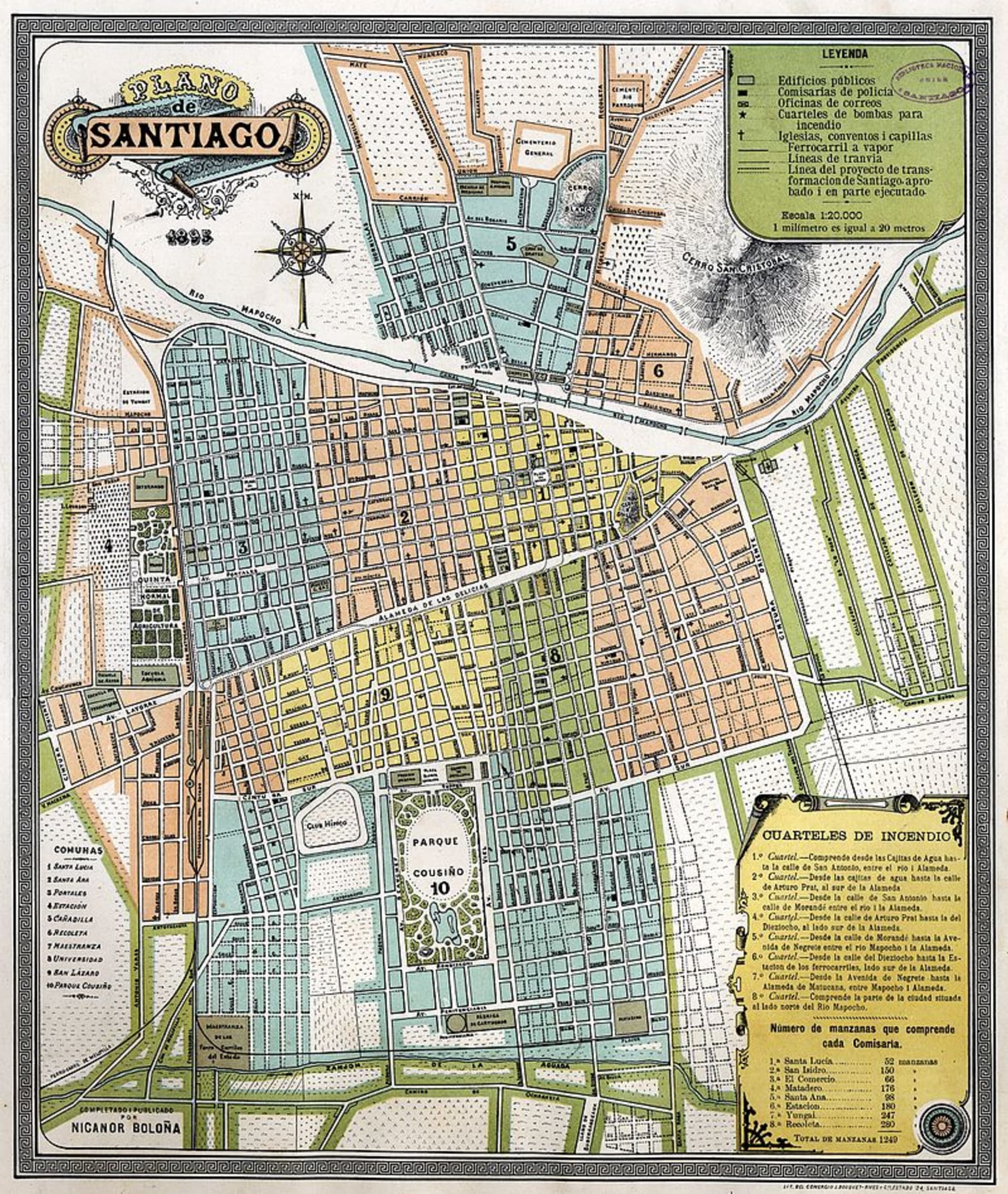 Mapa - Santiago v roce 1895