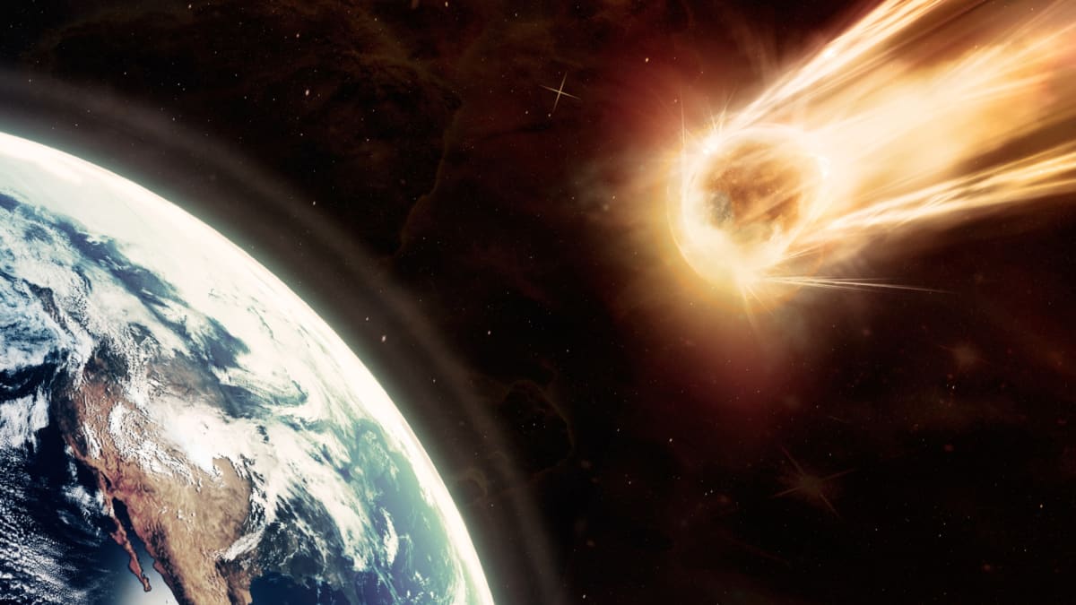 Meteor blížící se k Zemi - ilustrační foto