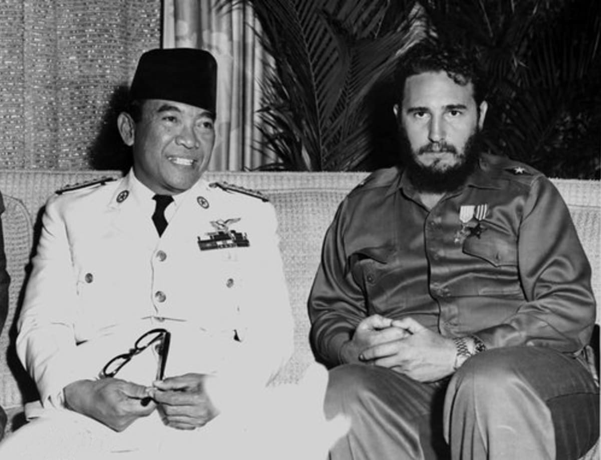 Fidel Castro s indonéským prezidentem Sukarnem