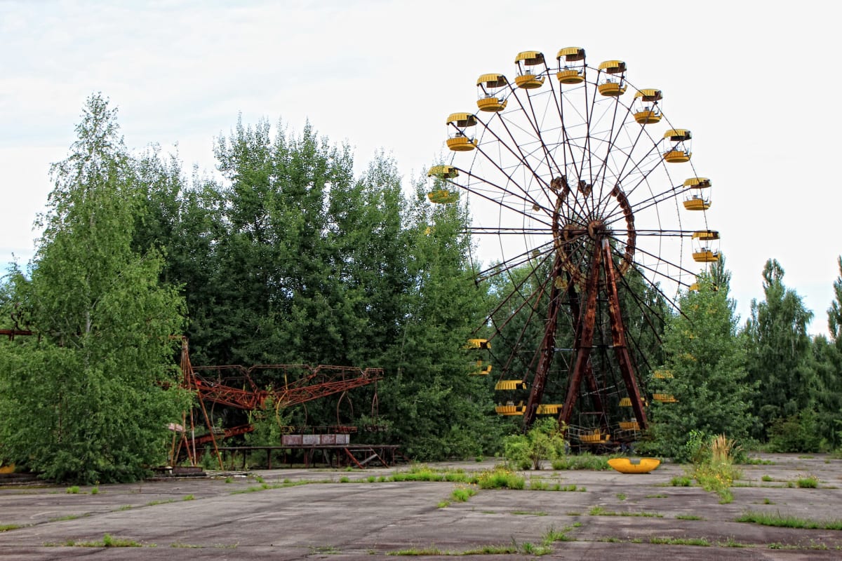 Ruské kolo je oblíbenou zastávkou turistů mířících do Černobylu