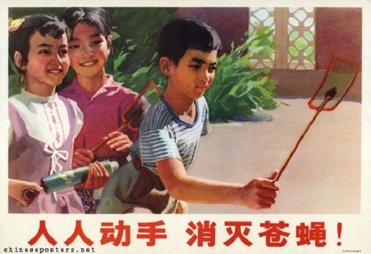 Čtyři metly Číny: propagadistické plakáty ve válce proti vrabcům