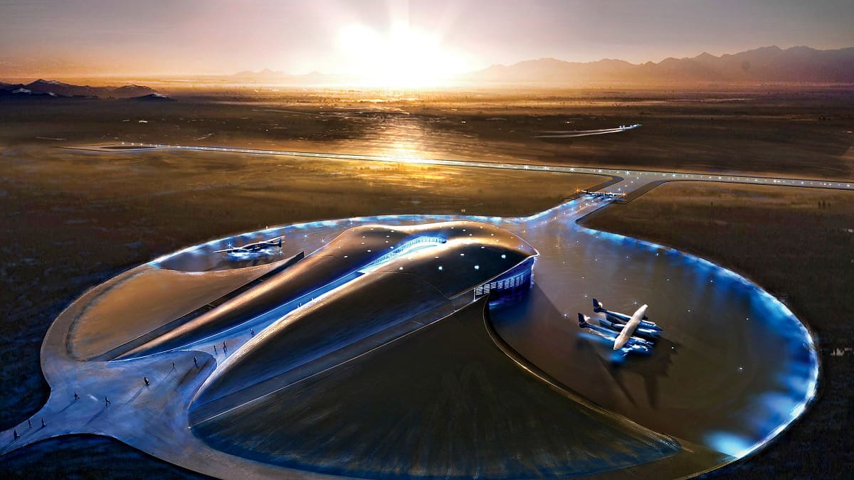 Tohle není nové pekingské letiště, tohle je letiště Virgin Galactic v Novém Mexiku. A současně vzor pro letiště pekingské....