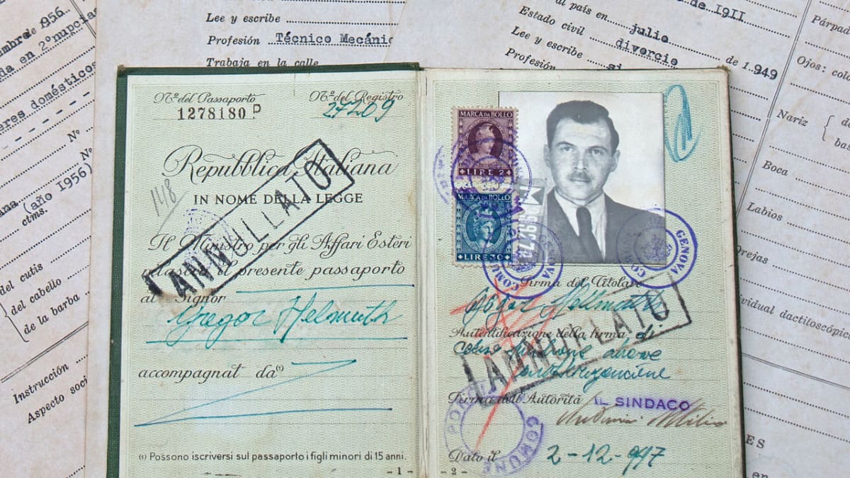 Italský pas, se kterým Mengele vycestoval do Ameriky