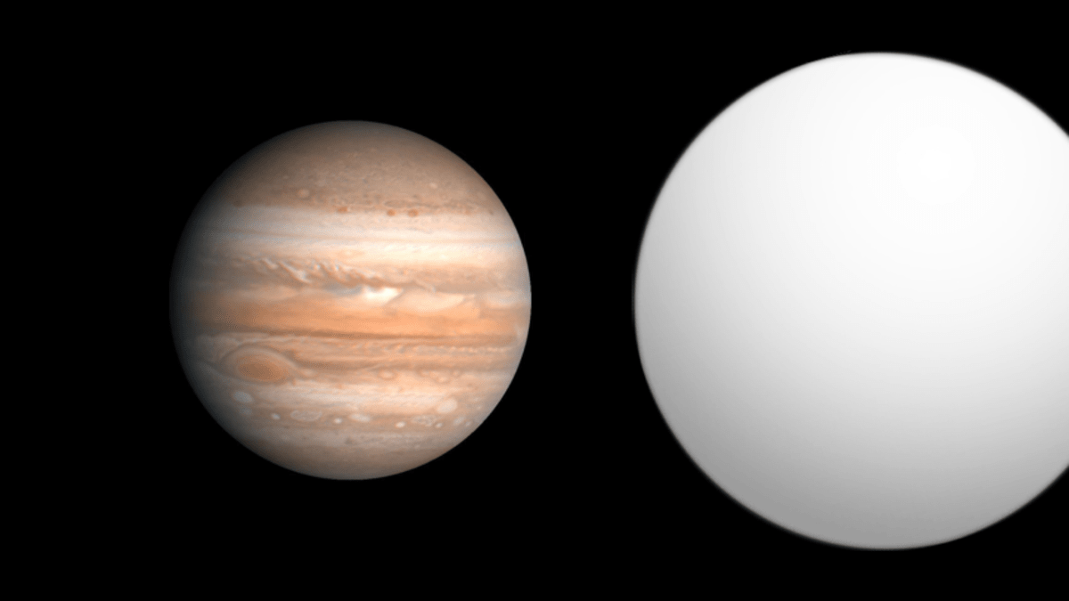 Srovnání velikosti planety HD 209458 b s Jupiterem