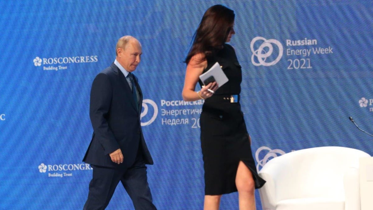 Putin s reportérkou CNBC Hadley Gambleovou