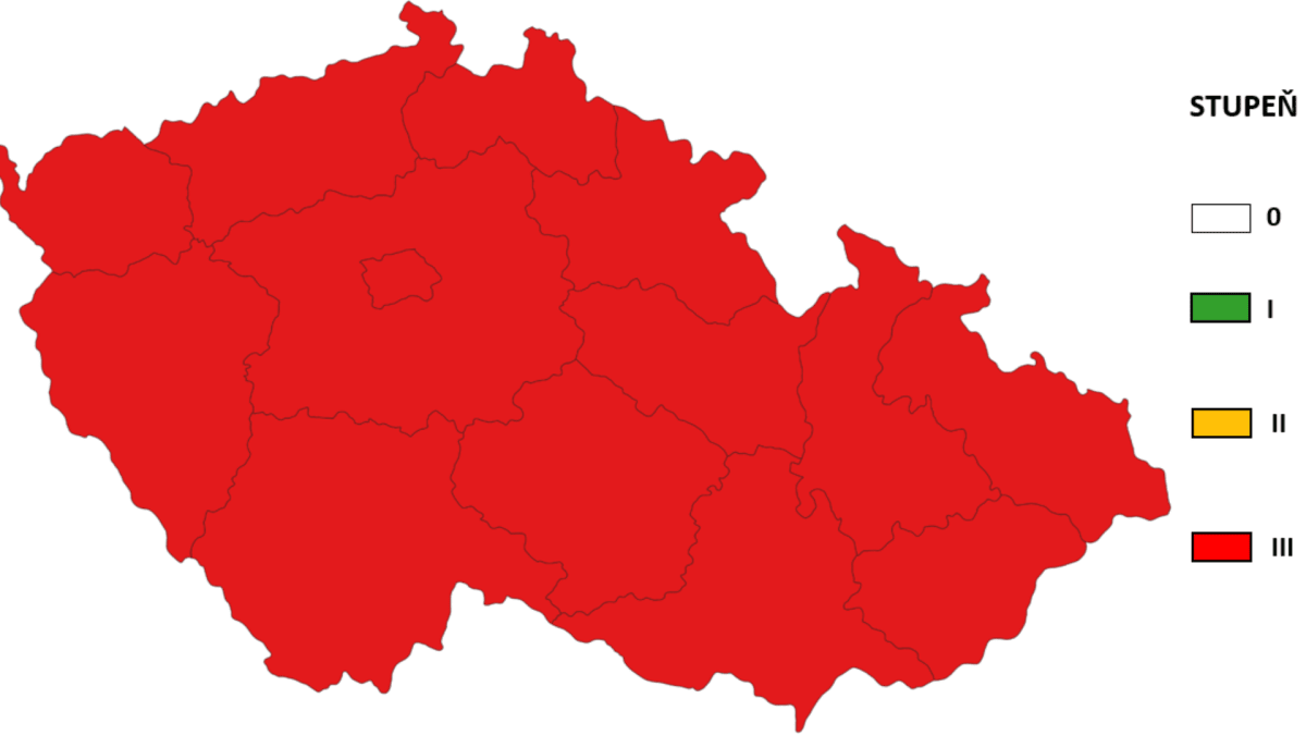 Ve všech krajích České republiky bylo dosaženo nejvyššího stupně pohotovosti.