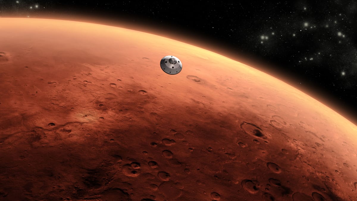 Když narazíte na horní vrstvu atmosféry Marsu, pohybujete se rychlostí Mach 27