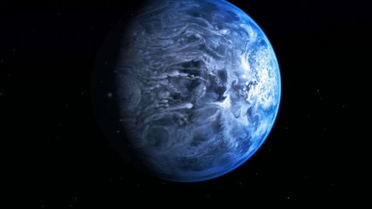 Planeta HD189733b, kde prší sklo