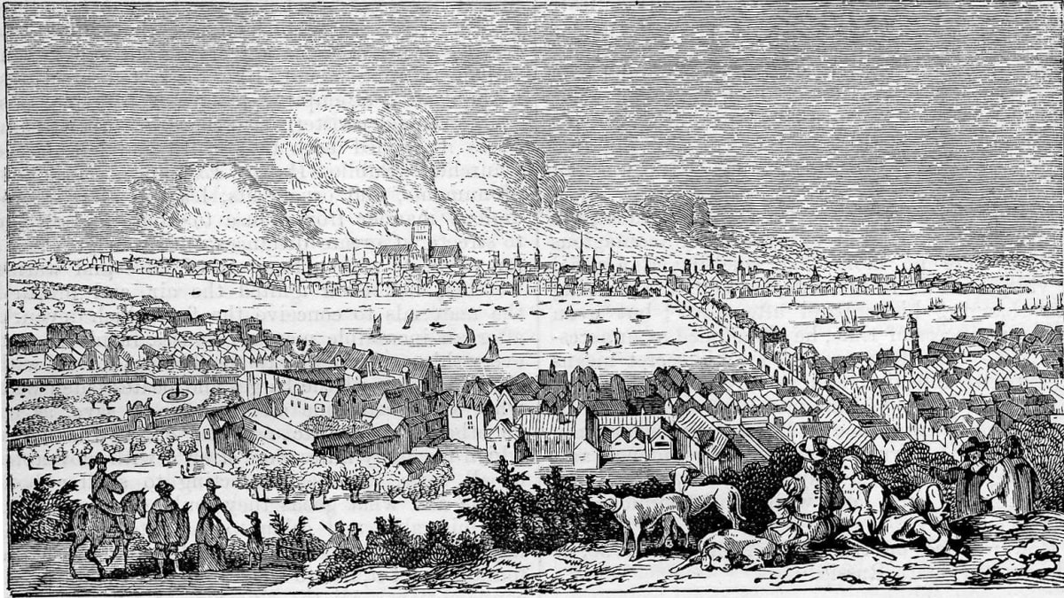 Historická kresba londýnského požáru