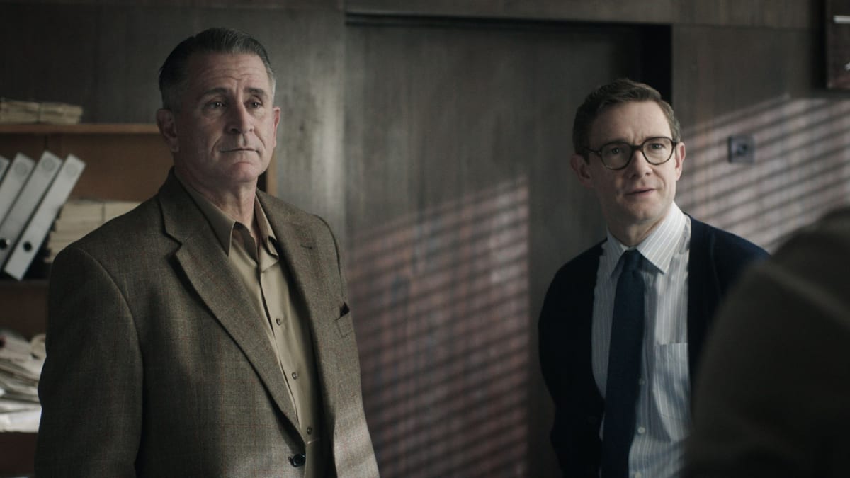Anthony LaPaglia a Martin Freeman v dokumentu Eichmann show