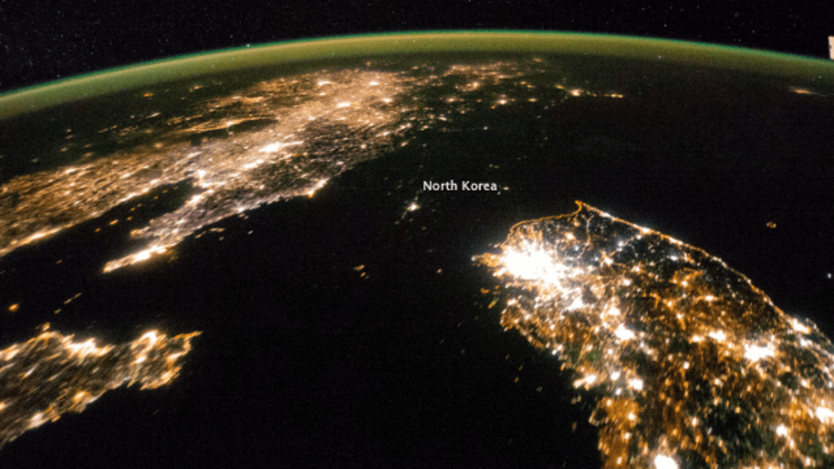 Severní Korea v noci