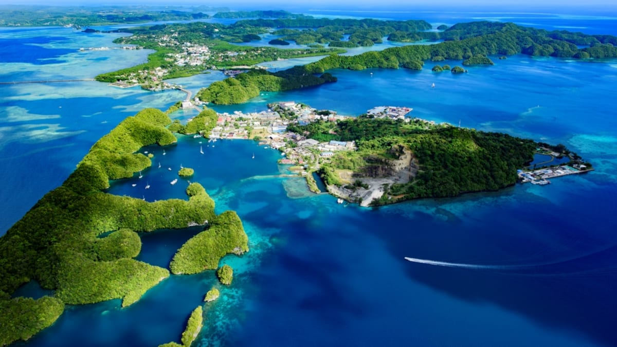 Letecký pohled na Palauské ostrovy