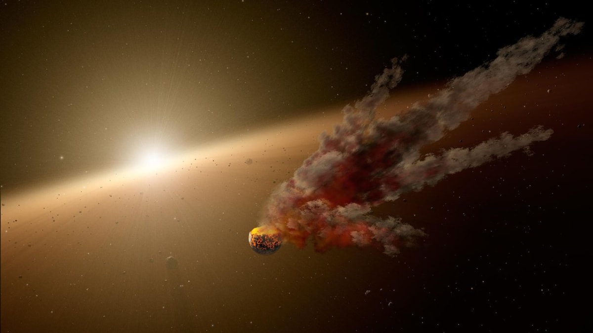 Asteroid a jeho kolize s dalším vesmírným tělesem