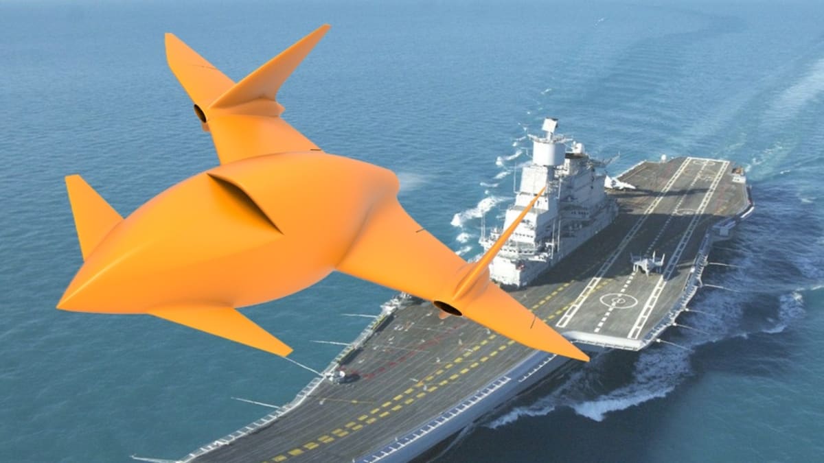 CANTAS - nový český válečný dron - vzlet z letadlové lodi