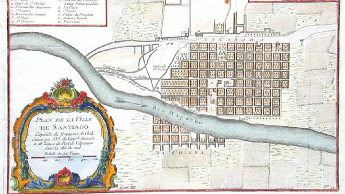 Mapa Santiaga z 18. století