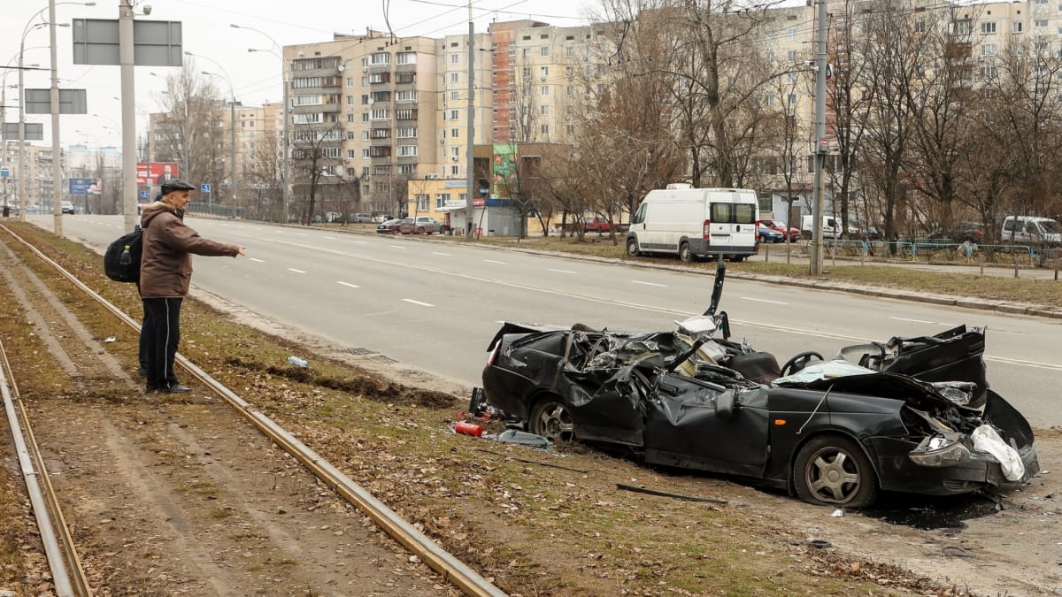 Přejeté ukrajinské vozidlo