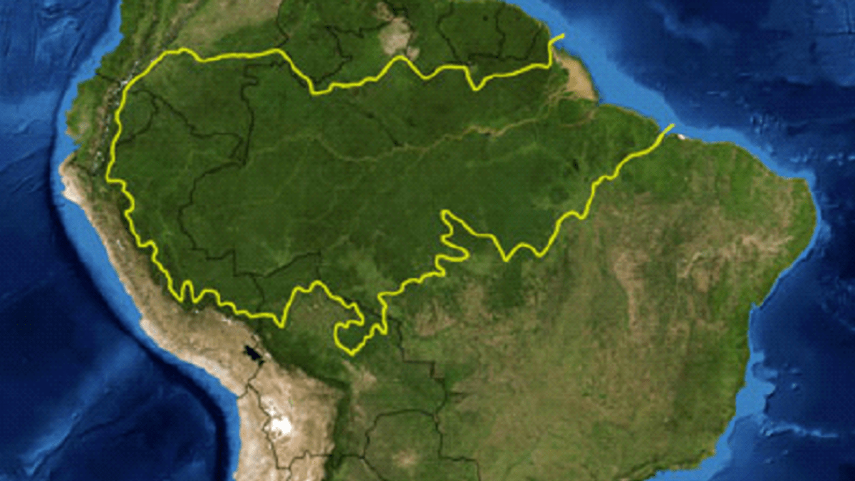 Přibližný rozsah amazonského pralesa