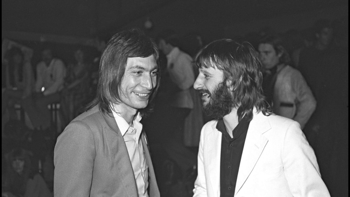 Dva bubeníci: Charlie Watts a Ringo Starr na filmovém festivalu v Cannes v roce 1971