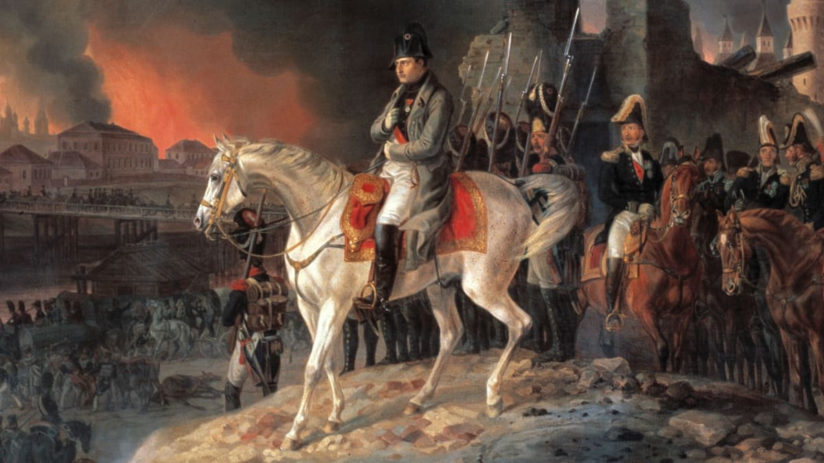 Napoleon před hořící Moskvou