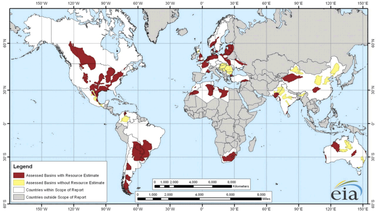 48 pánví plynu ve 38 zemích, podle agentury U.S. Energy Information Administration