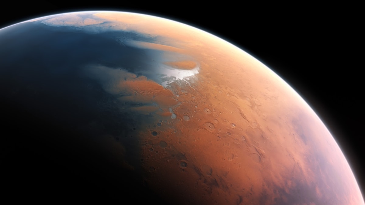 Umělecké ztvárnění Marsu před čtyřmi miliardami let