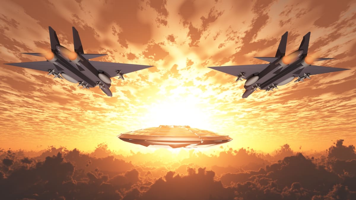 Ilustrační fotka setkání amerických stíhaček s UFO
