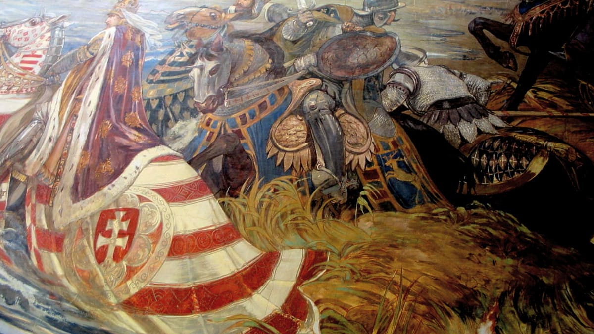 Záchrana Zikmunda Lucemburského u Nikopole – nástěnná malba z maďarského hradu Vaja