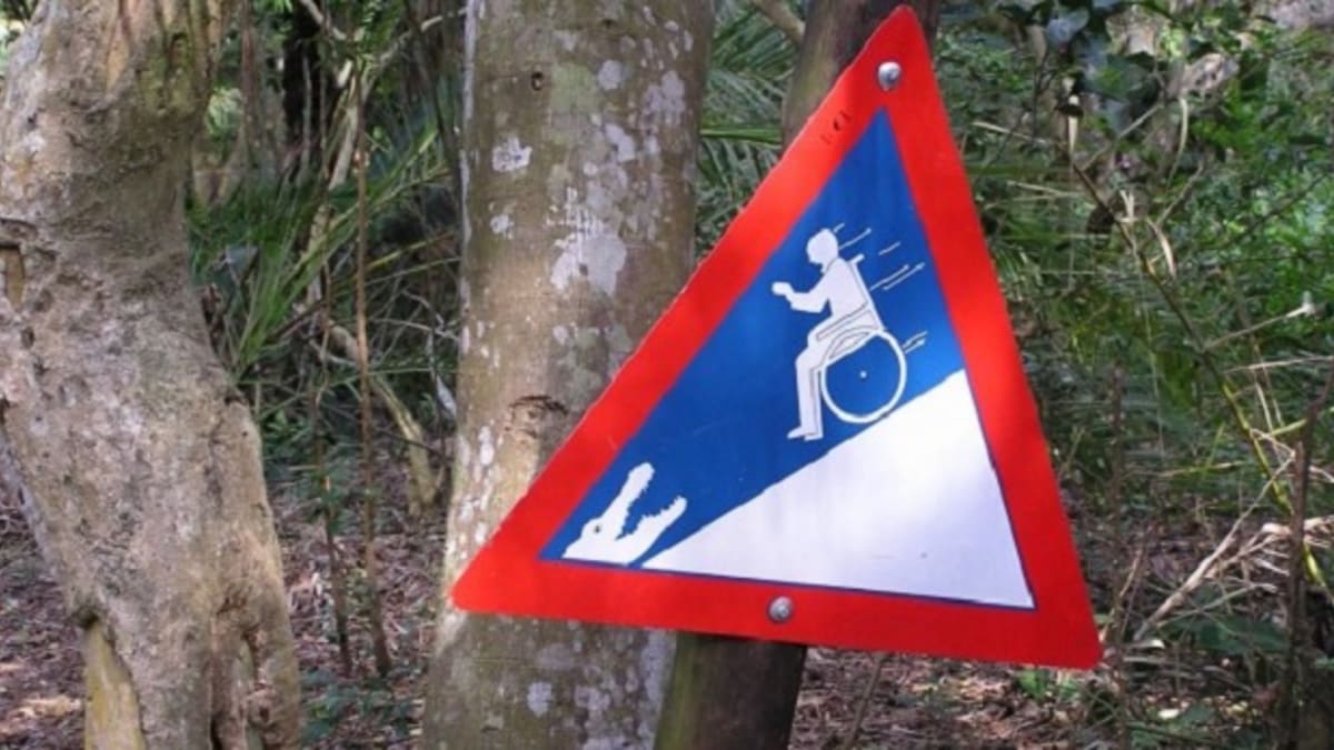 Jihoafrický národní park St. Lucia - varování pro invalidy je velmi explicitní...