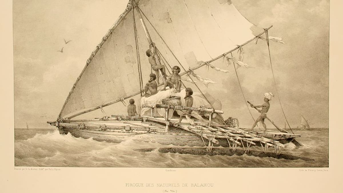 Melanésané v Pacifiku - historický obraz